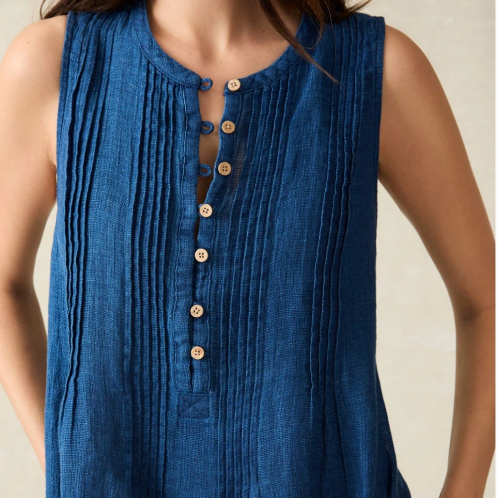 HP! 🎉💕 Faherty Isha Basketweave Dress, Indigo - Picture 3 of 9